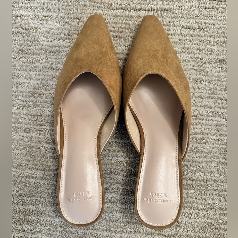 Abercrombie & Fitch Light Brown Suede Mules